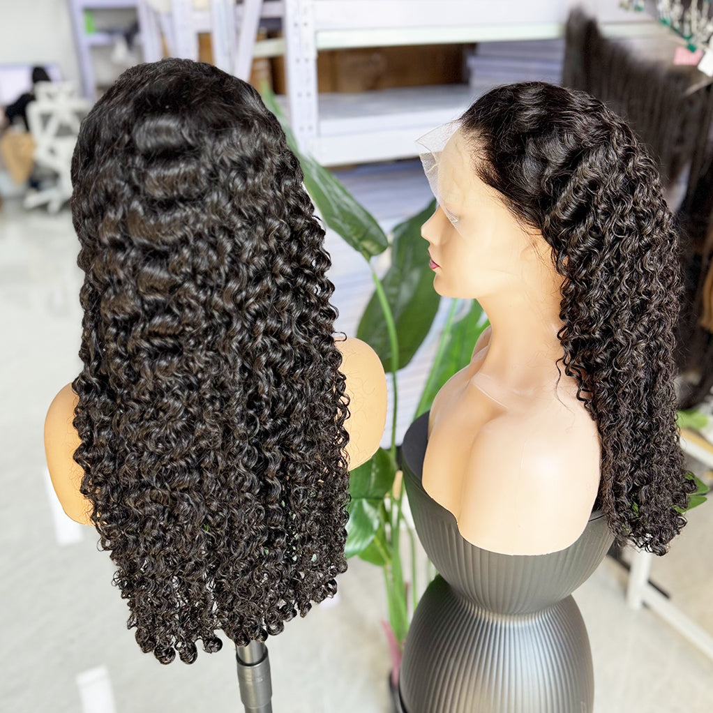 13x4 Transparent lace Burmese curly natural color Wig