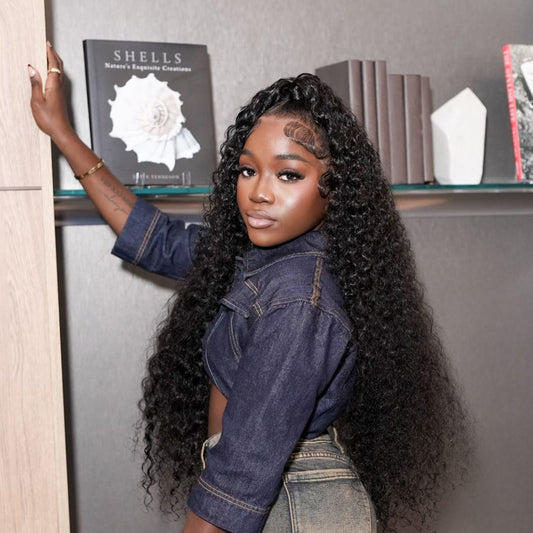 13x4 Transparent lace Deep wave natural color wig