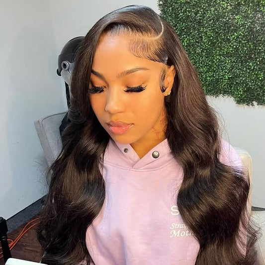 13x4 Transparent lace Body wave natural color Wig