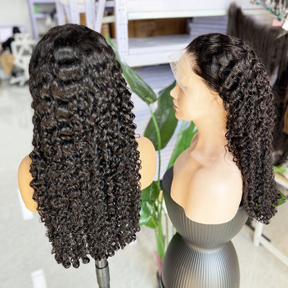 13x4 Transparent lace Burmese curly natural color Wig