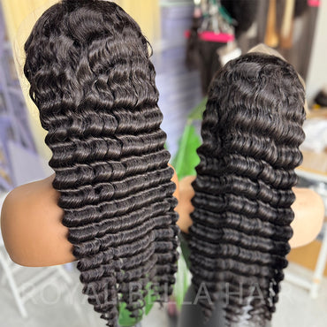 13x4 Transparent lace Deep wave natural color wig