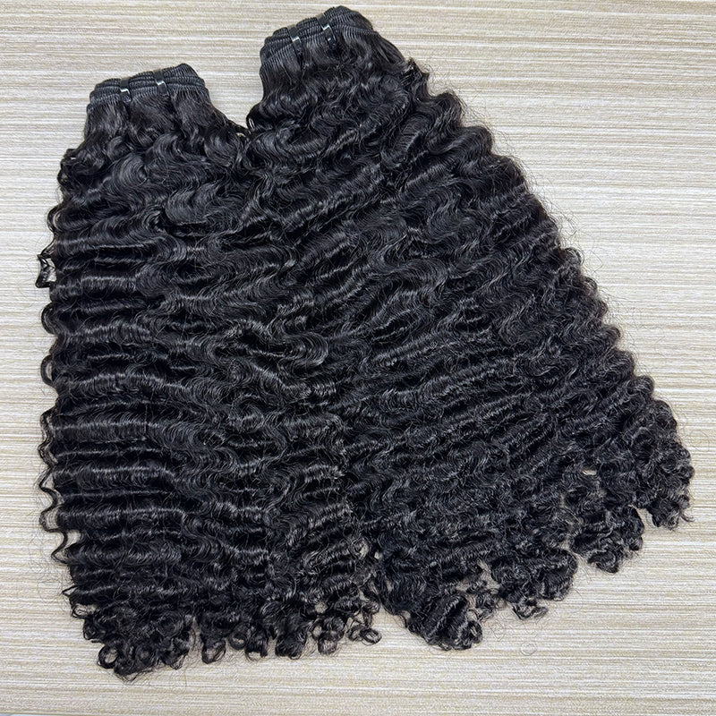 Tight Burmese Curly Natural Color Bundles Double Weft