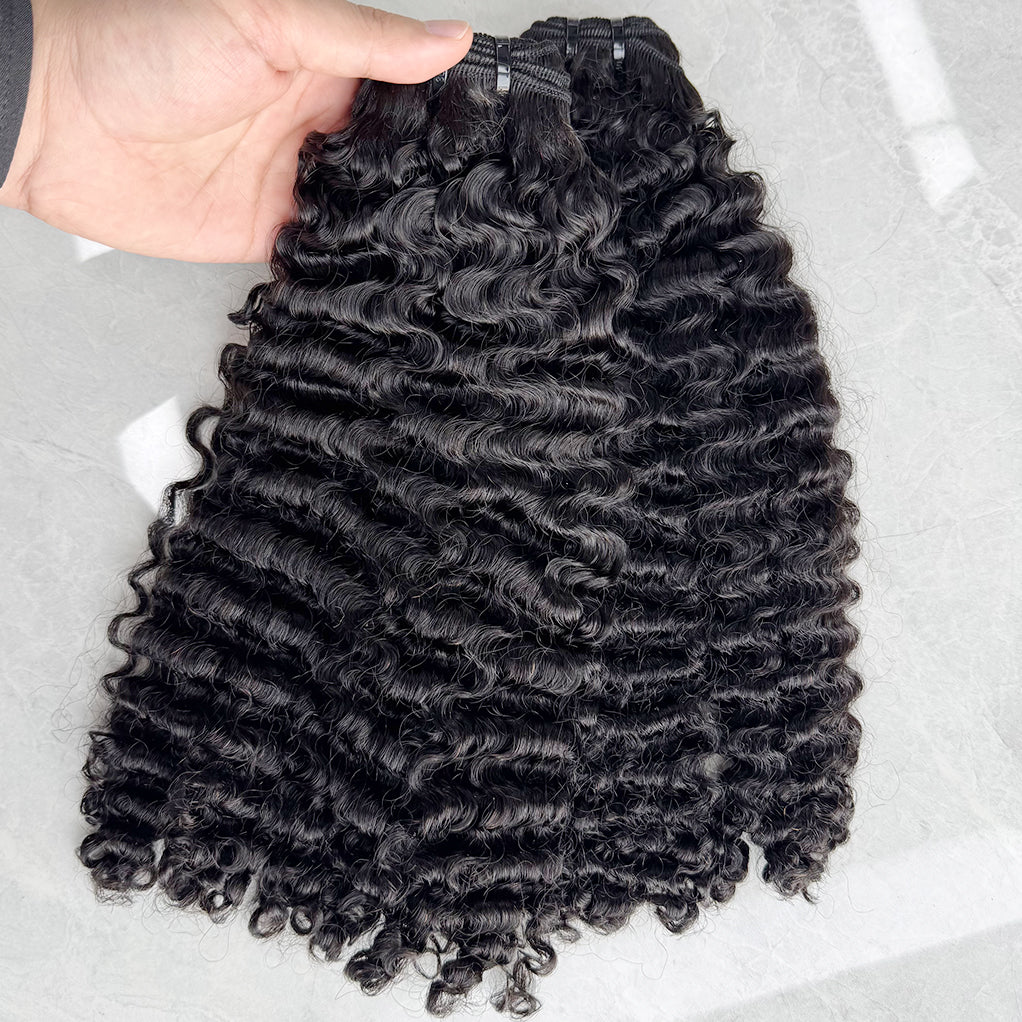 Tight Burmese Curly Natural Color Bundles Double Weft