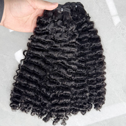 Tight Burmese Curly Natural Color Bundles Double Weft
